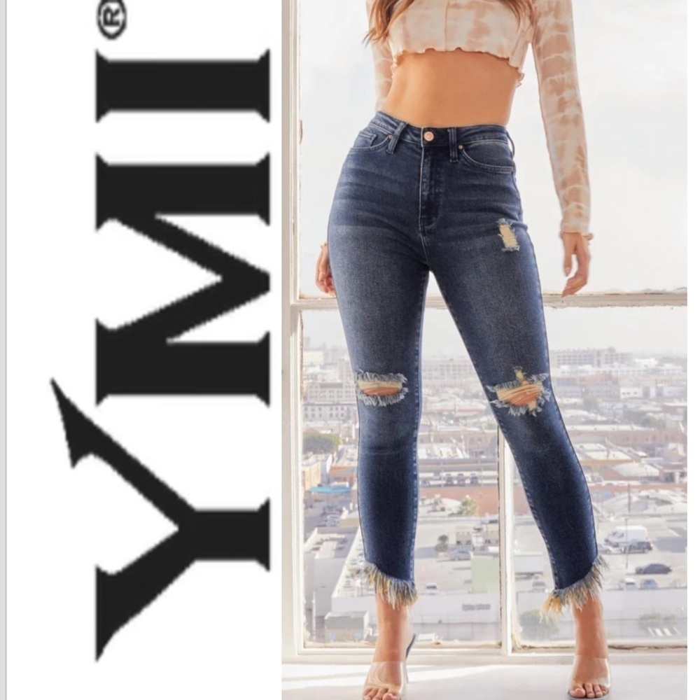 YMI Women's Vintage Dream Skinny Ankle Jean With Slanted Frayed Hem Size 5
